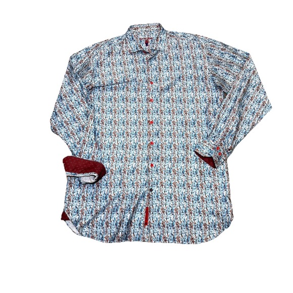 Luchiano Visconti Other - Visconti Black Men's SZ LT  Water Color Musical‎ Notes LS Button Up Shirt